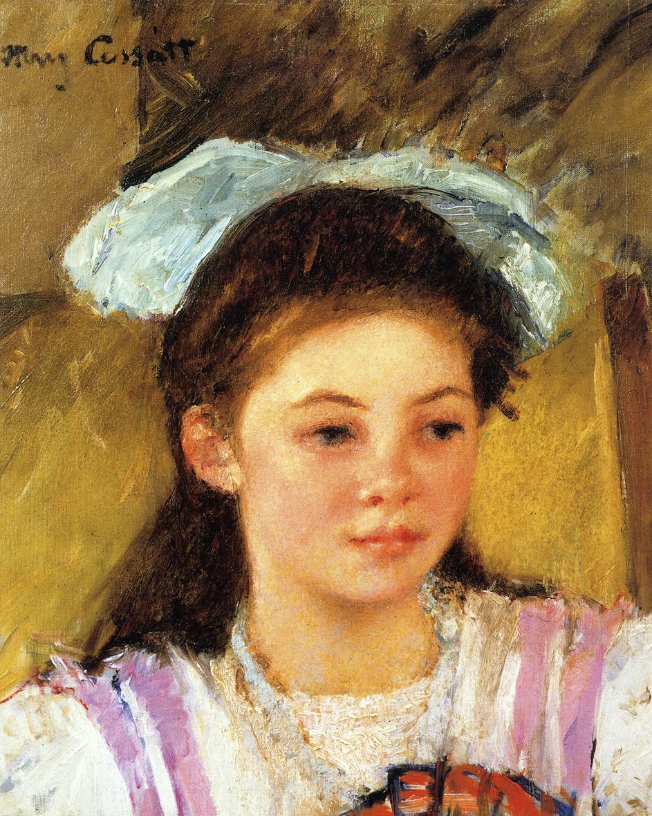 Ellen Mary Cassatt with a Large Bow in Her Hair - Mary Cassatt Painting on Canvas